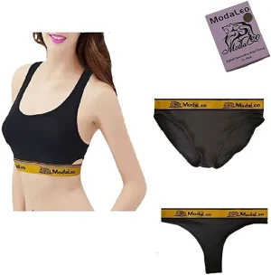 Modaleo Women Sports Bra Thong Brief Black