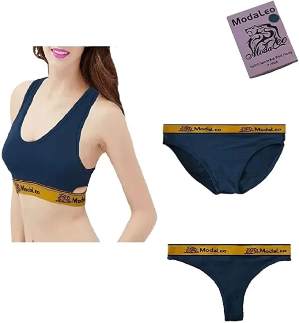 Modaleo Women Sports Bra Thong Brief Blue