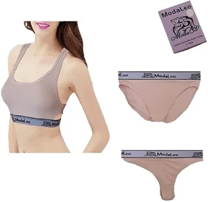 Modaleo Women Sports Bra Thong Brief Light Pink