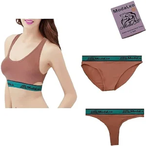 Modaleo Women Sports Bra Thong Brief Rose Pink