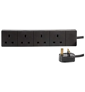 Modaleo 4 Way Extension Lead 2 and 3 Metre Black